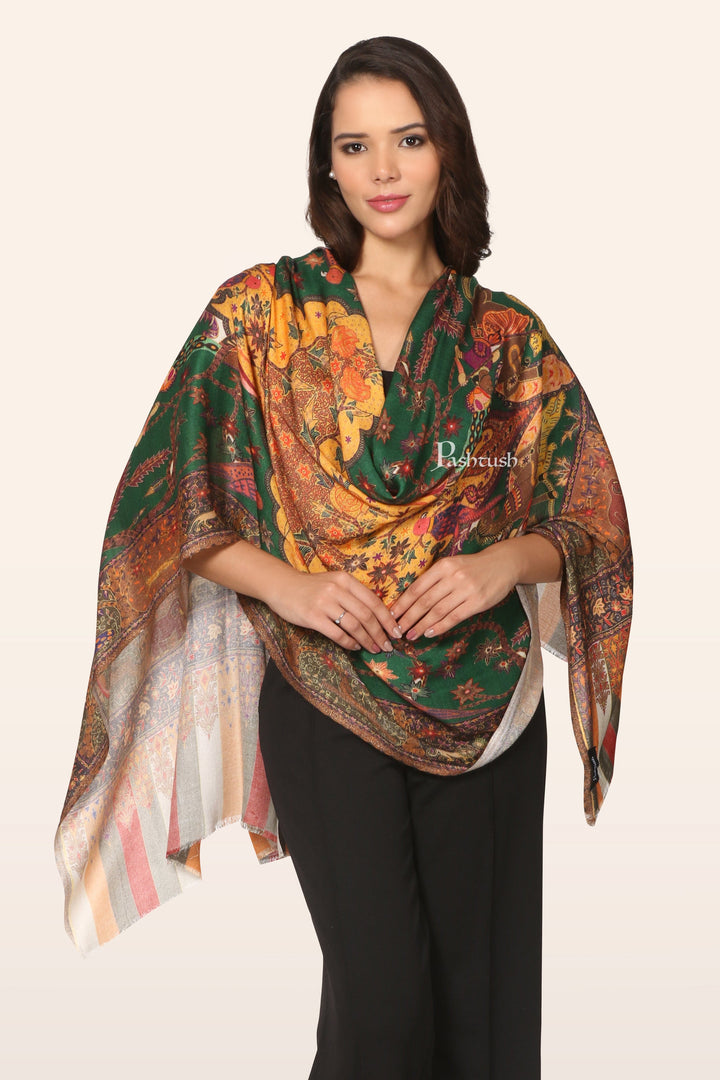 Pashtush India womens scarf and Stoles Pashtush Womens Bamboo Stole, Shikaardar Printed Design, Multicolour