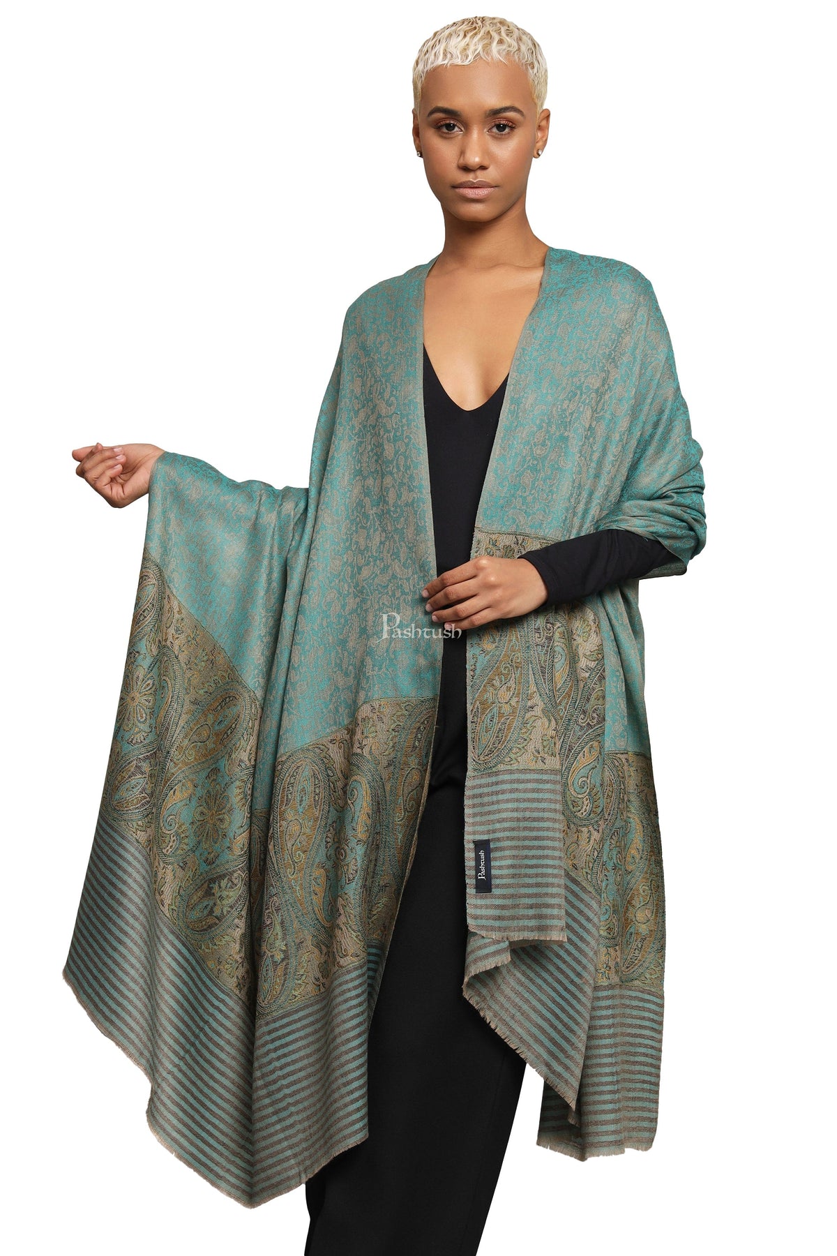 Pashtush Womens Extra Fine Wool Shawl, Solid Arabic Sea Green – Pashtush  Shawl Store