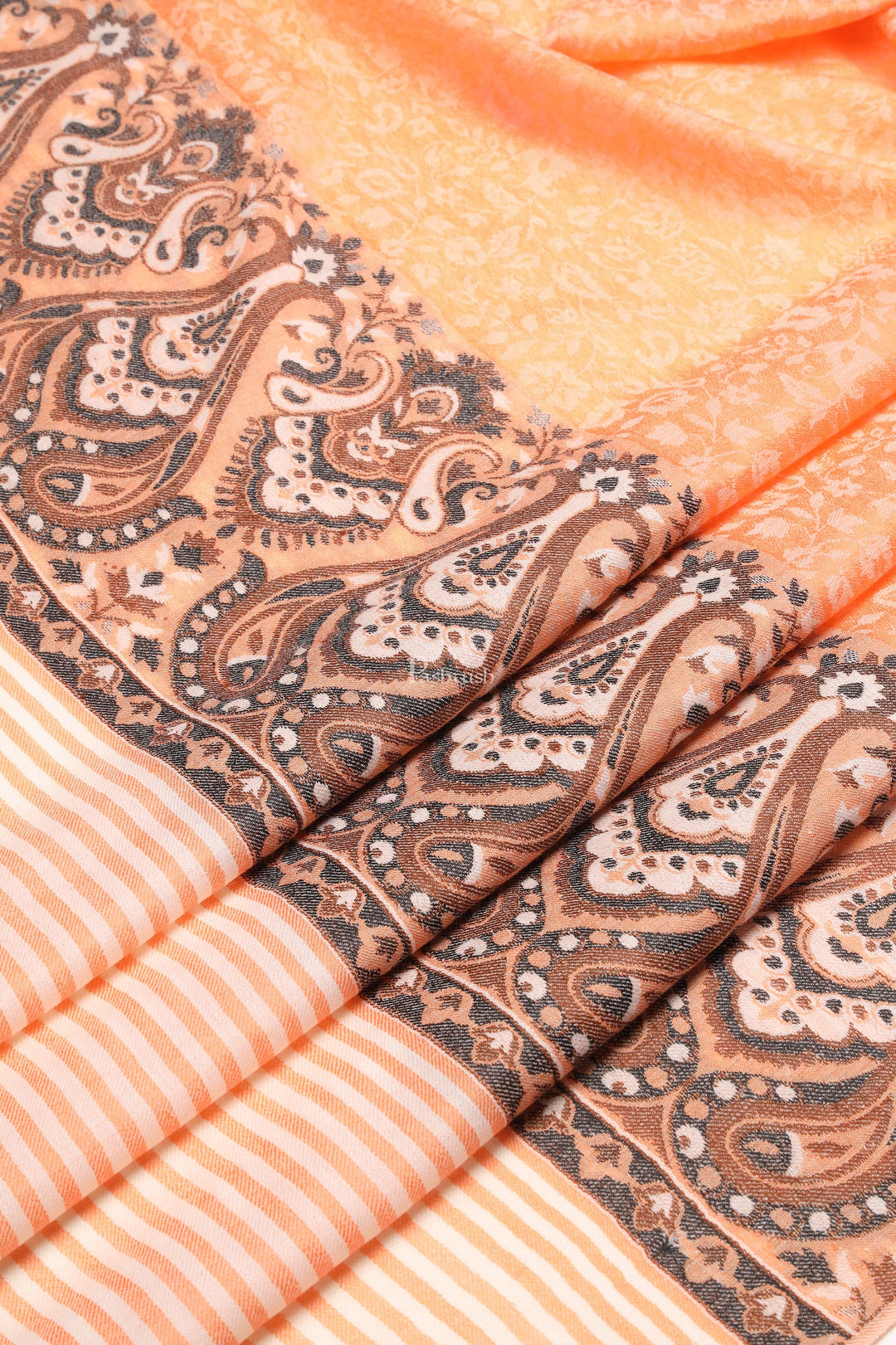 Pashtush India Womens Shawls Pashtush Womens Extra Fine Wool Shawl, Ethnic Woven Palla Design, Deep Orange