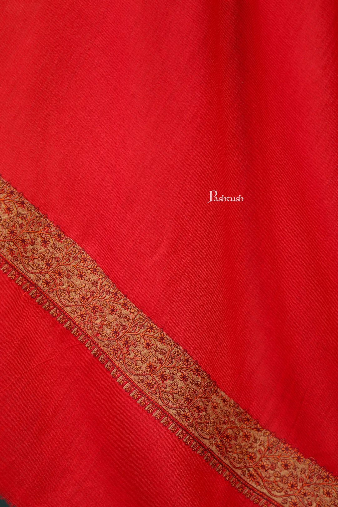 Pashtush India Womens Shawls Pashtush Womens Extra Fine Wool Shawl, Mutli Border Design, Red