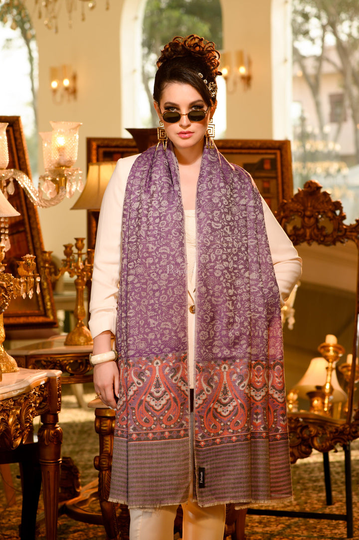 Pashtush India Womens Shawls Pashtush Womens Extra Fine Wool Shawl, Paisley weave palla Design, Purple