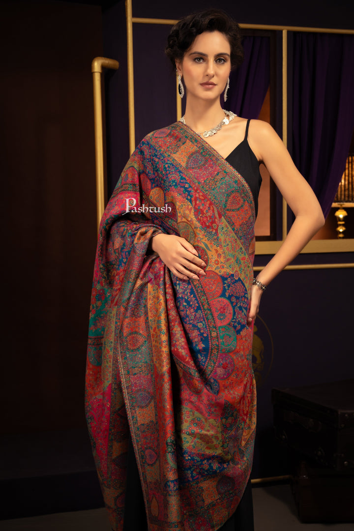 Pashtush India Womens Shawls Pashtush Womens Extra Fine Wool Shawl, Twilight Collection Shawl, Fine Wool, Warm Design, Multicolour