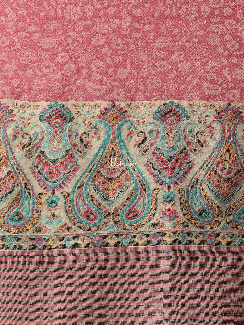 Pashtush India Womens Shawls Pashtush Womens Extra Fine Wool Shawl, With Embroidered Ethnic Palla , Soft and Warm