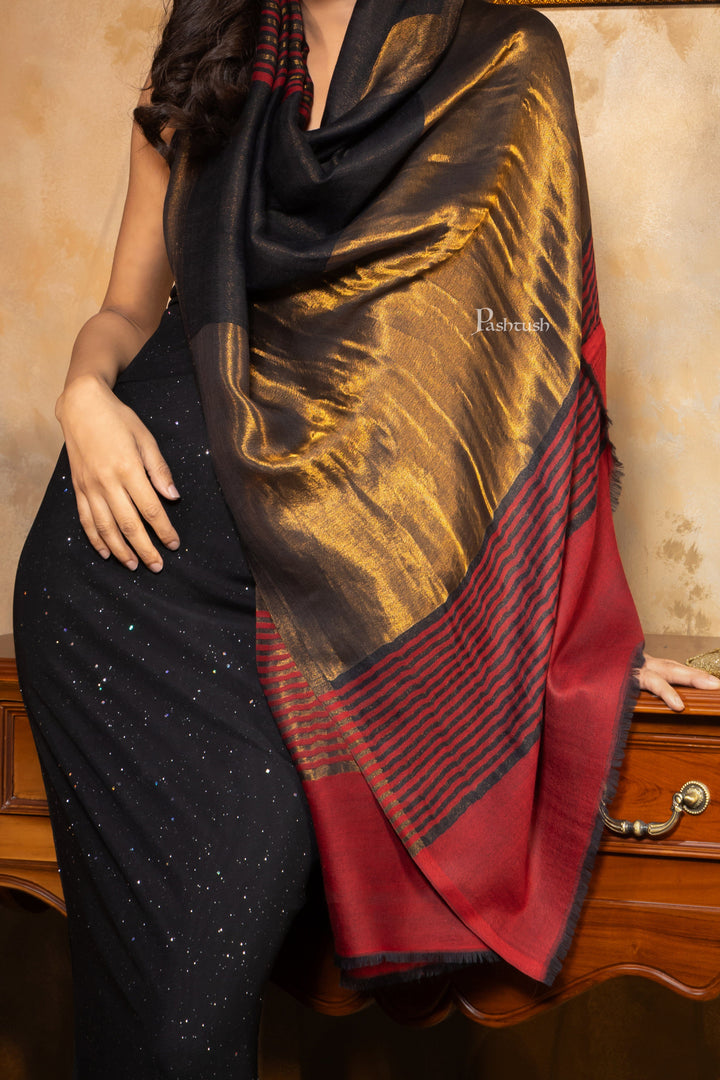 Pashtush India Womens Shawls Pashtush Womens Extra Fine Wool Stole, Stripe Design, Multicolour