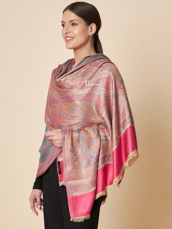Pashtush India Womens Shawls Pashtush Womens Extra Soft Bamboo Shawl, Extra Soft Jamawar Paisley Design, Multicolour