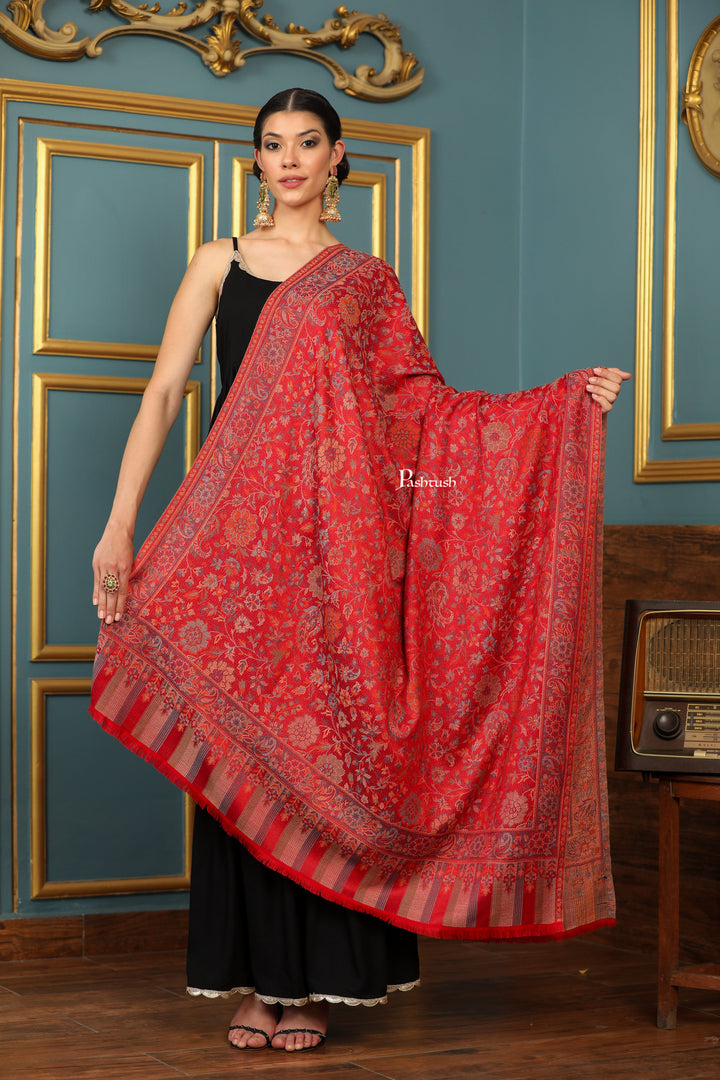 Pashtush India Womens Shawls Pashtush Womens Extra Soft Bamboo Shawl, Paisley  Design, Red