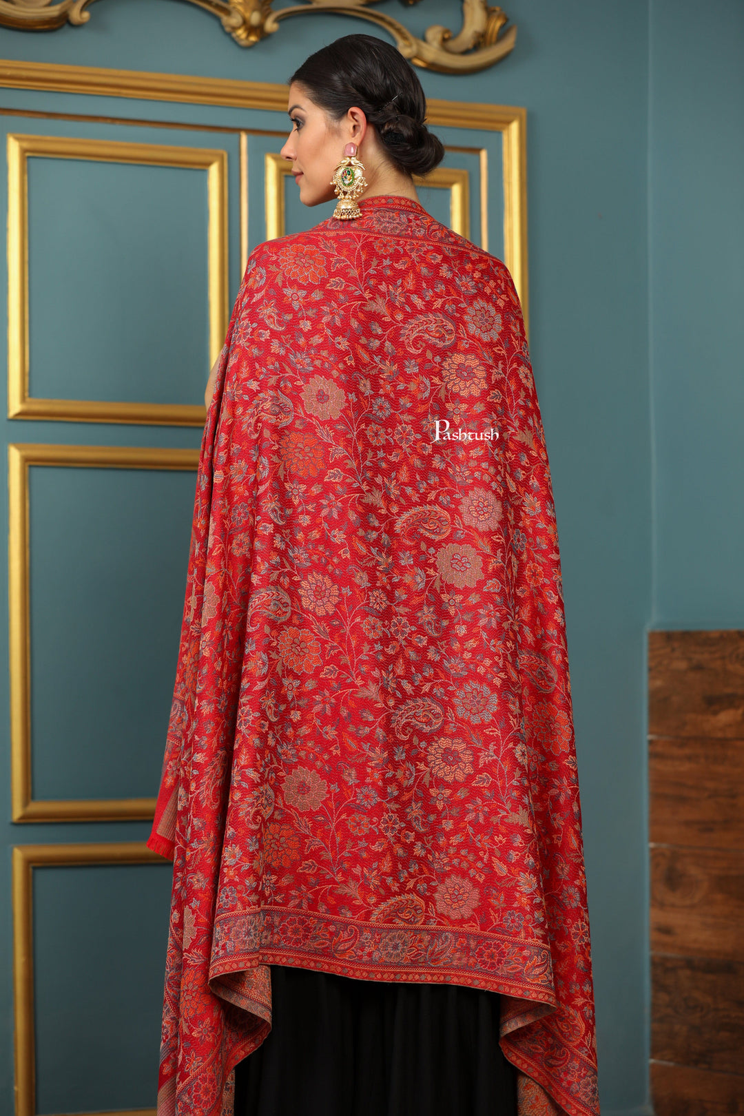 Pashtush India Womens Shawls Pashtush Womens Extra Soft Bamboo Shawl, Paisley  Design, Red