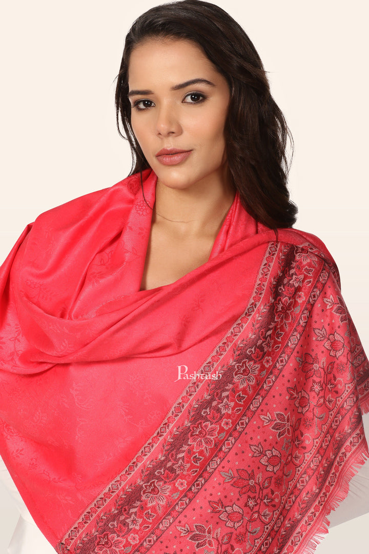 Pashtush India womens scarf and Stoles Pashtush Womens Extra Soft Bamboo Stole, Paisley Palla Design, Bright Pink