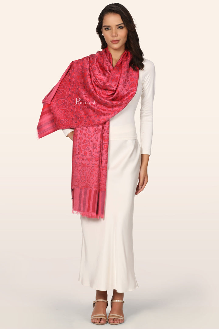 Pashtush India womens scarf and Stoles Pashtush Womens Extra Soft Bamboo Stole, Paisley Weave Design, Pink