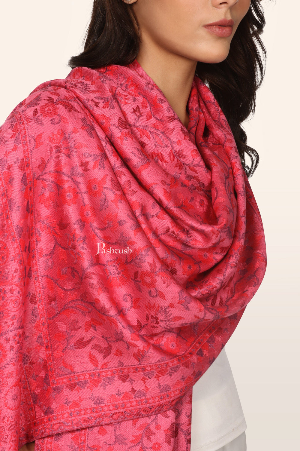 Pashtush India womens scarf and Stoles Pashtush Womens Extra Soft Bamboo Stole, Paisley Weave Design, Pink