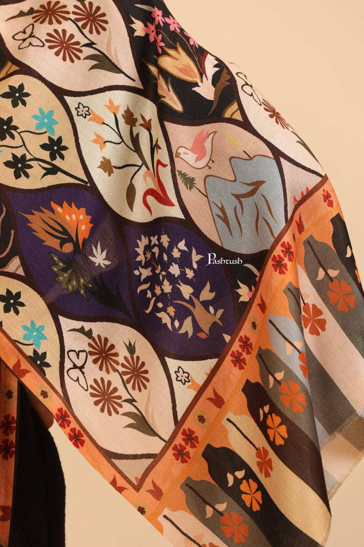 Pashtush India Womens Stoles and Scarves Scarf Pashtush Womens Extra Soft Bamboo Stole, Printed Paisley Design, Multicolour