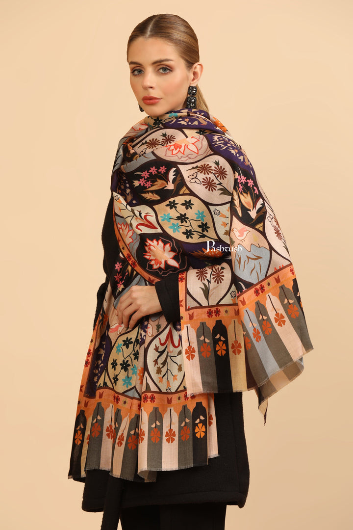 Pashtush India Womens Stoles and Scarves Scarf Pashtush Womens Extra Soft Bamboo Stole, Printed Paisley Design, Multicolour