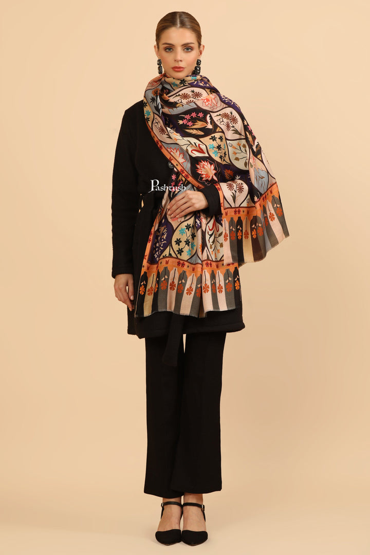 Pashtush India Womens Stoles and Scarves Scarf Pashtush Womens Extra Soft Bamboo Stole, Printed Paisley Design, Multicolour