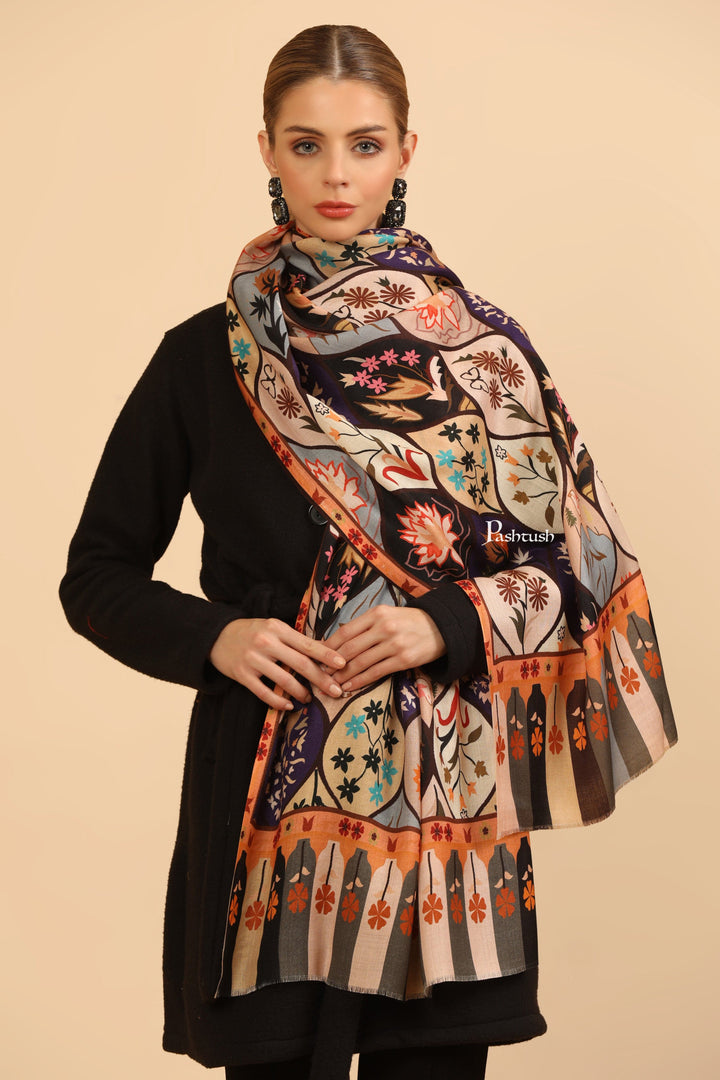 Pashtush India Womens Stoles and Scarves Scarf Pashtush Womens Extra Soft Bamboo Stole, Printed Paisley Design, Multicolour