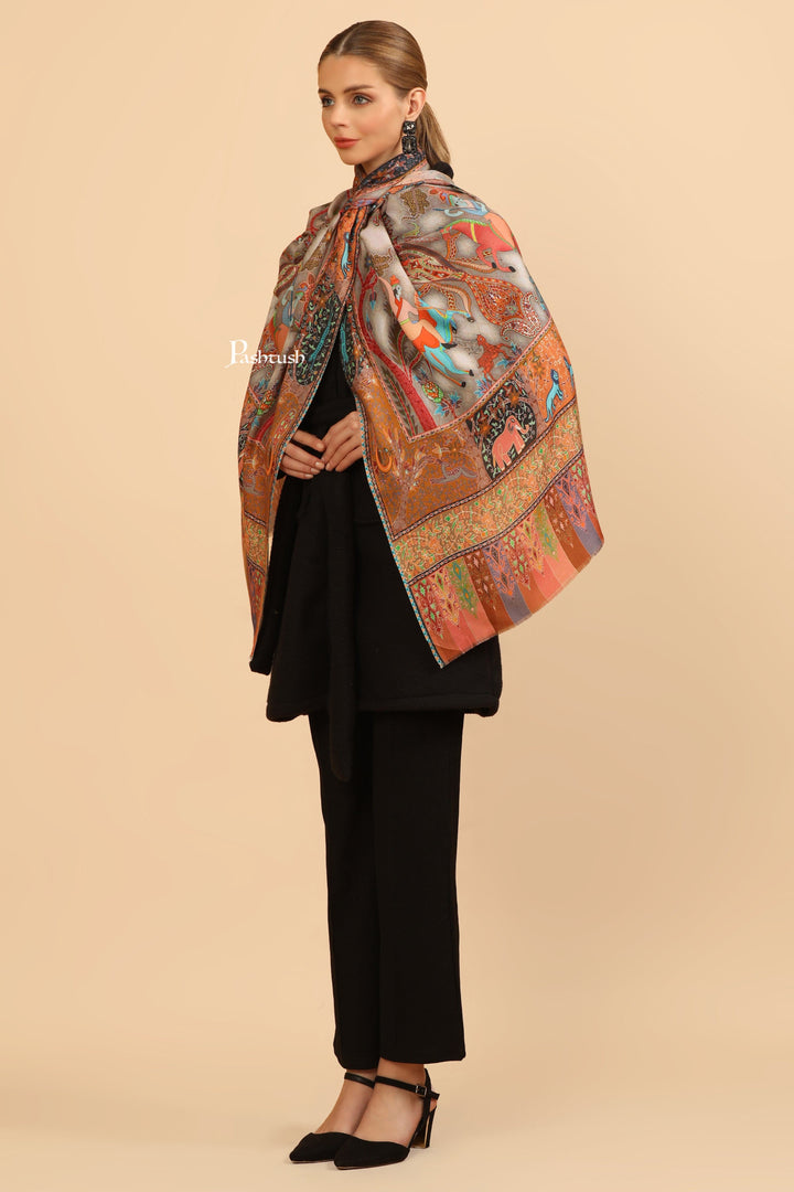 Pashtush India Womens Stoles and Scarves Scarf Pashtush Womens Extra Soft Bamboo Stole, Printed Paisley Design, Multicolour