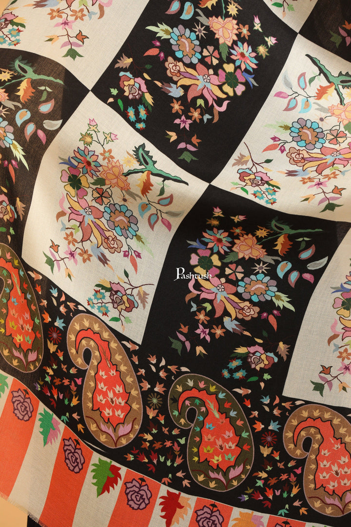 Pashtush India Womens Stoles Pashtush Womens Extra Soft Bamboo Stole, Printed Paisley Design, Multicolour