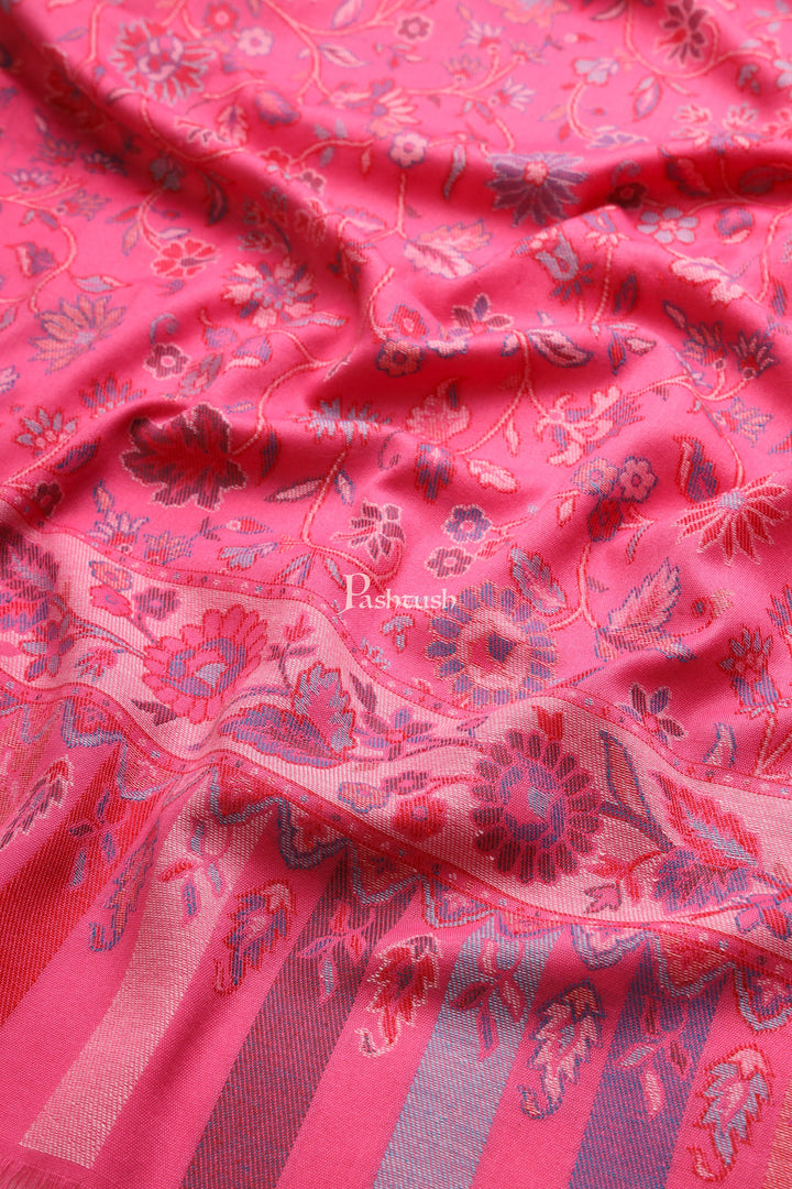 Pashtush India Womens Shawls Pashtush Womens, Faux Pashmina, Paisley Ethnic Woven, Pink