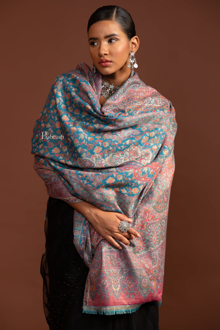 Pashtush India Womens Shawls Pashtush Womens Faux Pashmina Shawl, Ethnic Paisley Weave Design, Multicolour