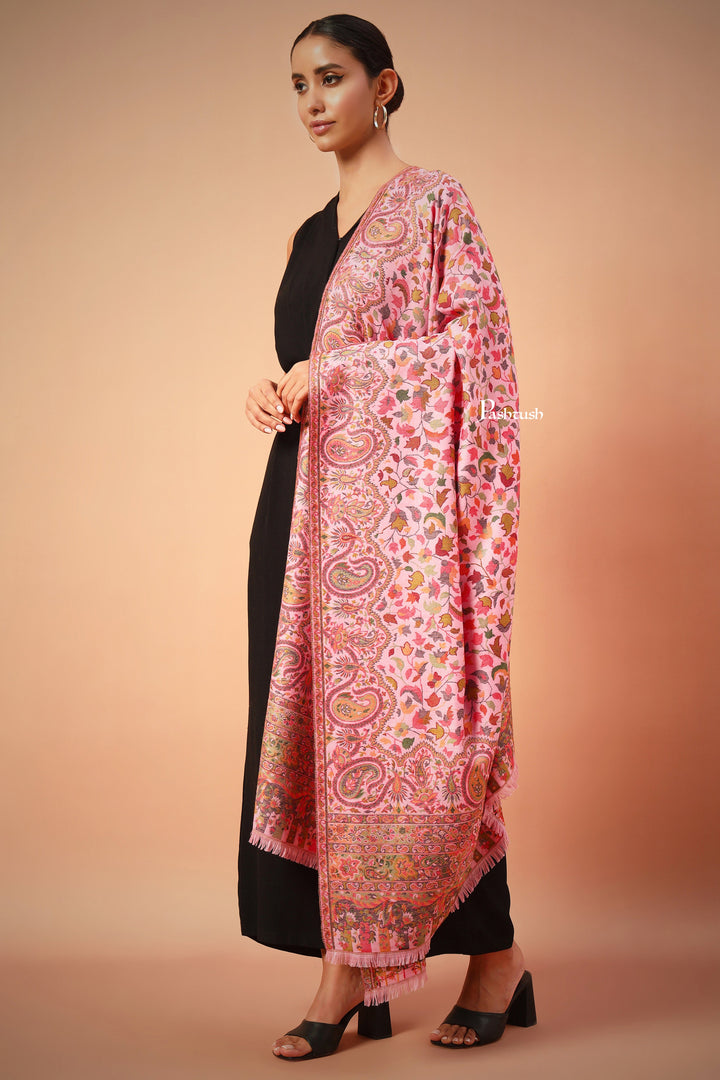 Pashtush India Womens Shawls Pashtush Womens Faux Pashmina Shawl, Ethnic weave Design, Soft Pink