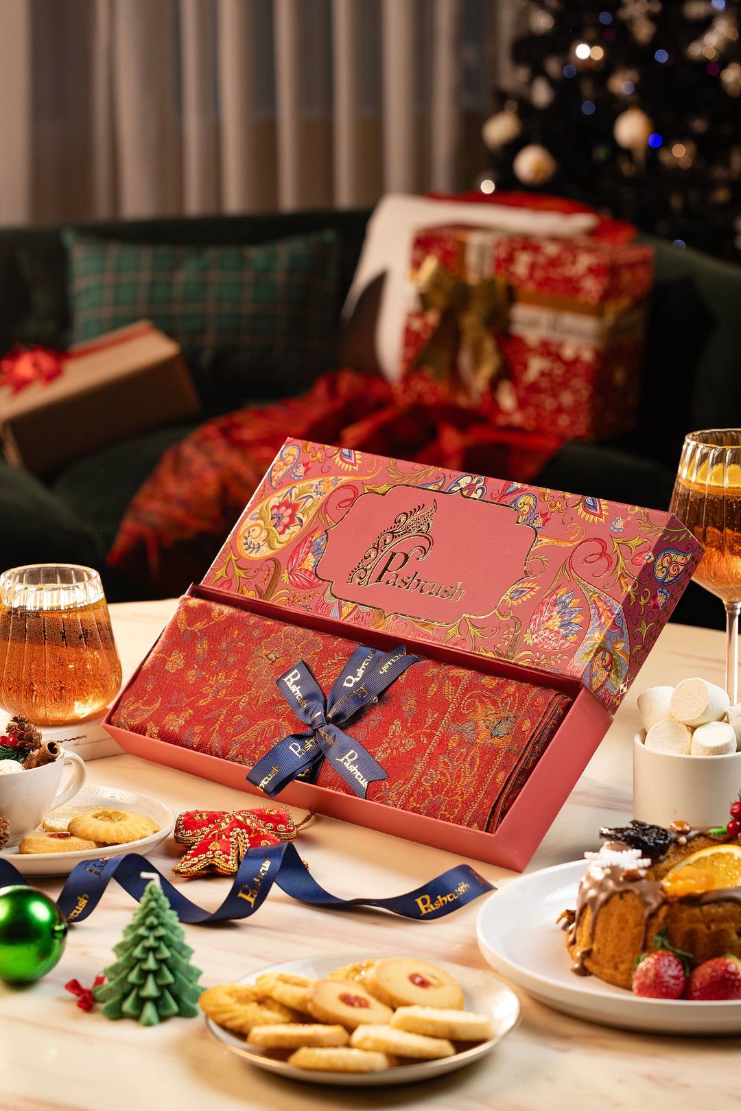 Pashtush India Gift Pack Pashtush Womens Faux Pashmina Shawl, Jamawar Design, Maroon