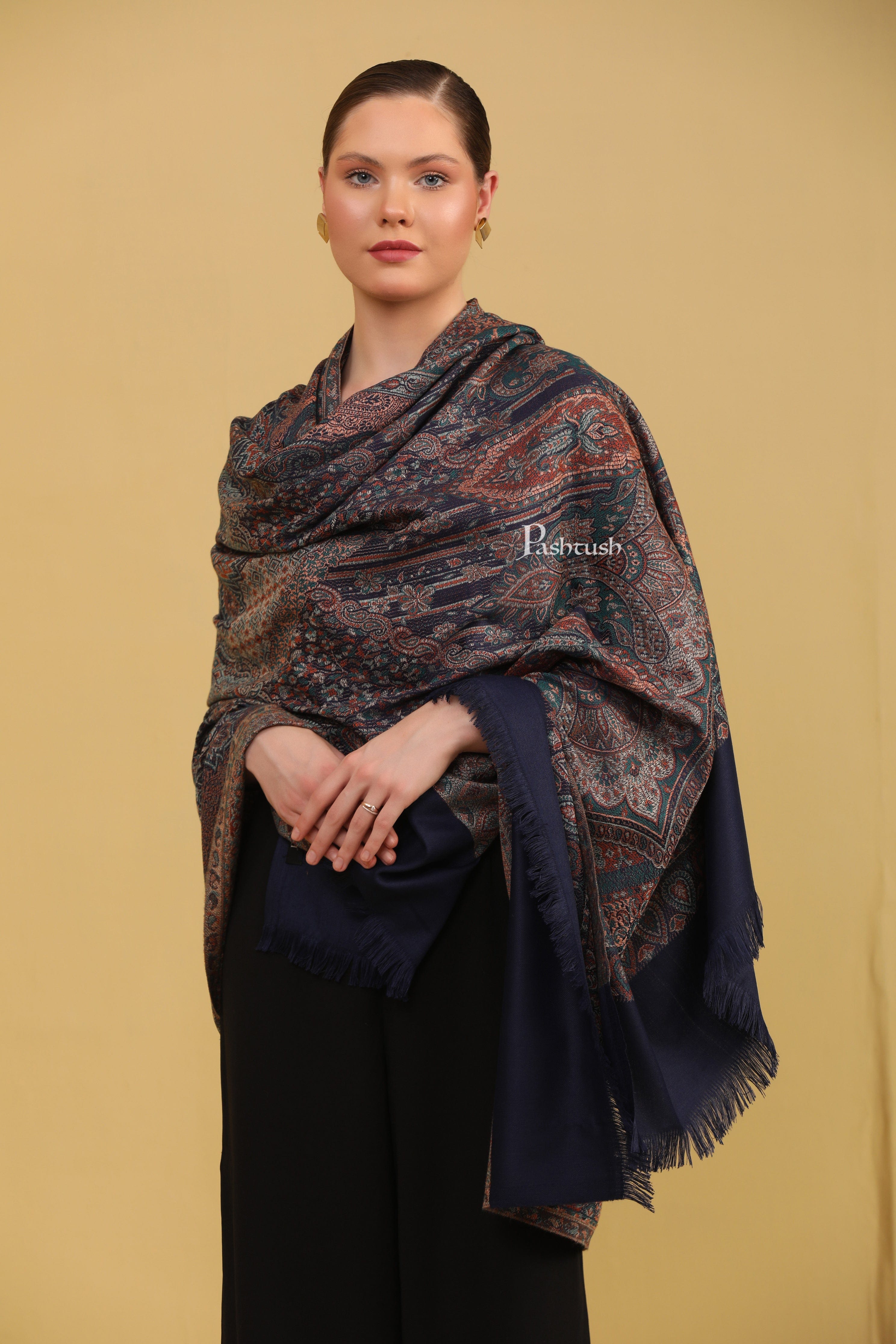 navy blue pashmina shawl