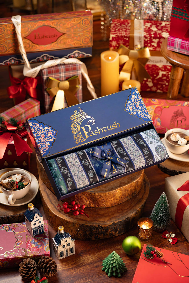 Pashtush India Gift Pack Pashtush Womens Faux Pashmina Shawl, Multi Stripe Design, Multicolour