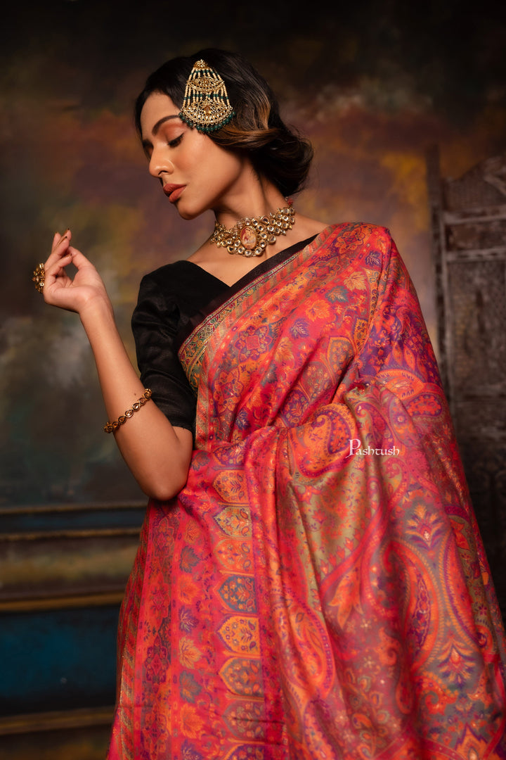 Pashtush India Womens Shawls Pashtush Womens Faux Pashmina Shawl, Pailsey Weave Design, Pink