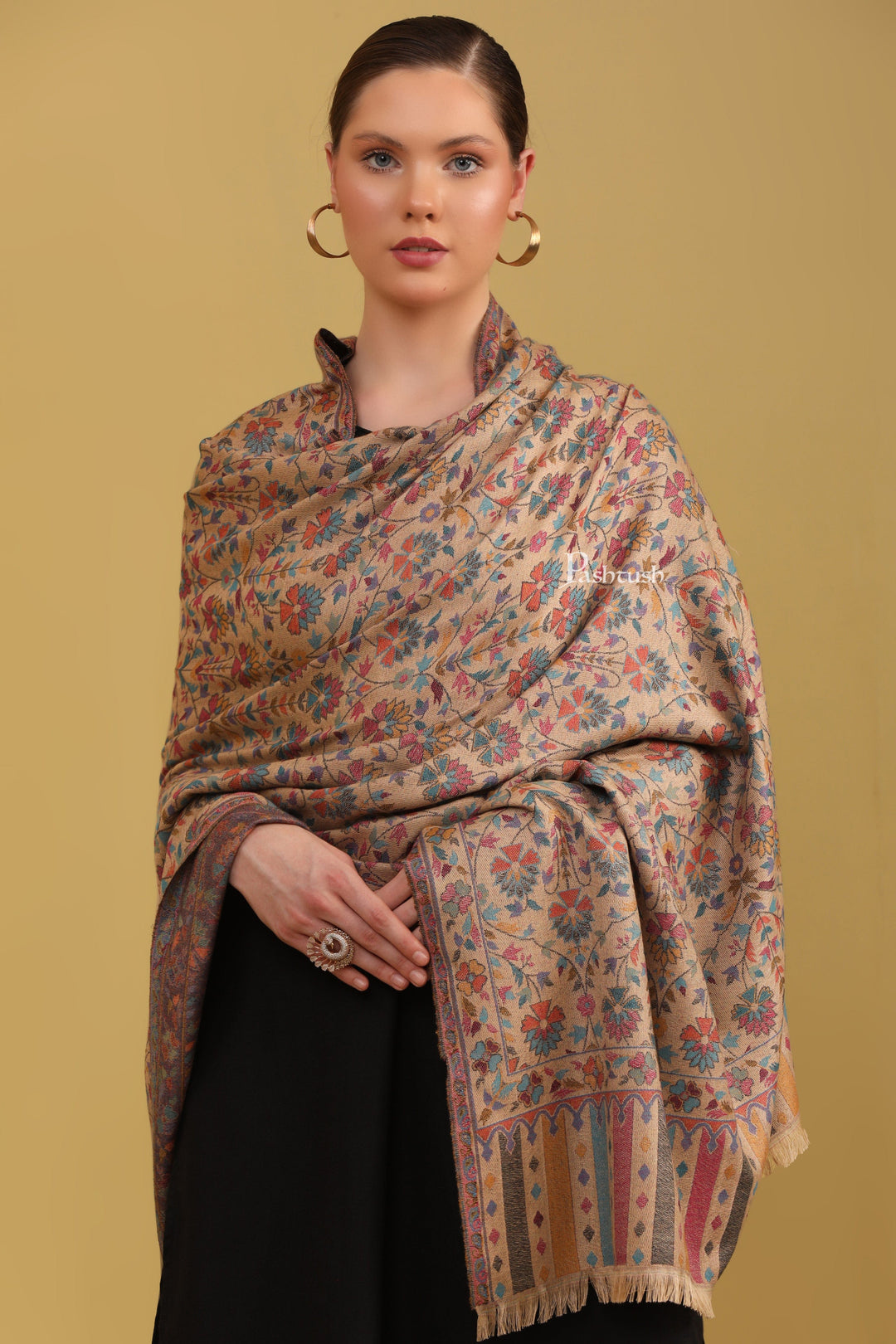 Pashtush India Womens Shawls Pashtush Womens Faux Pashmina Shawl, Woven Design, Multicolour