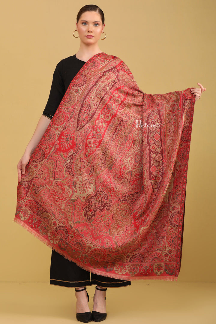 Pashtush India Womens Shawls Pashtush Womens Faux Pashmina Stole, Ethnic Paisley Weave, Multicolour