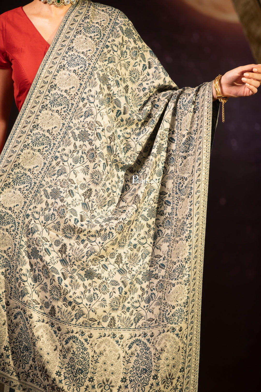 Pashtush India Womens Stole Pashtush Womens Faux Pashmina Stole, Floral Design, Multicoloured