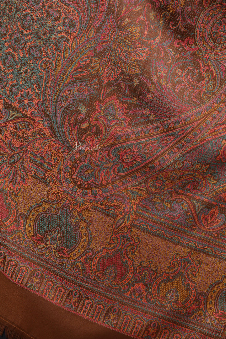 Pashtush India Womens Stoles Pashtush Womens Faux Pashmina Stole, Pasiley Design, Brown