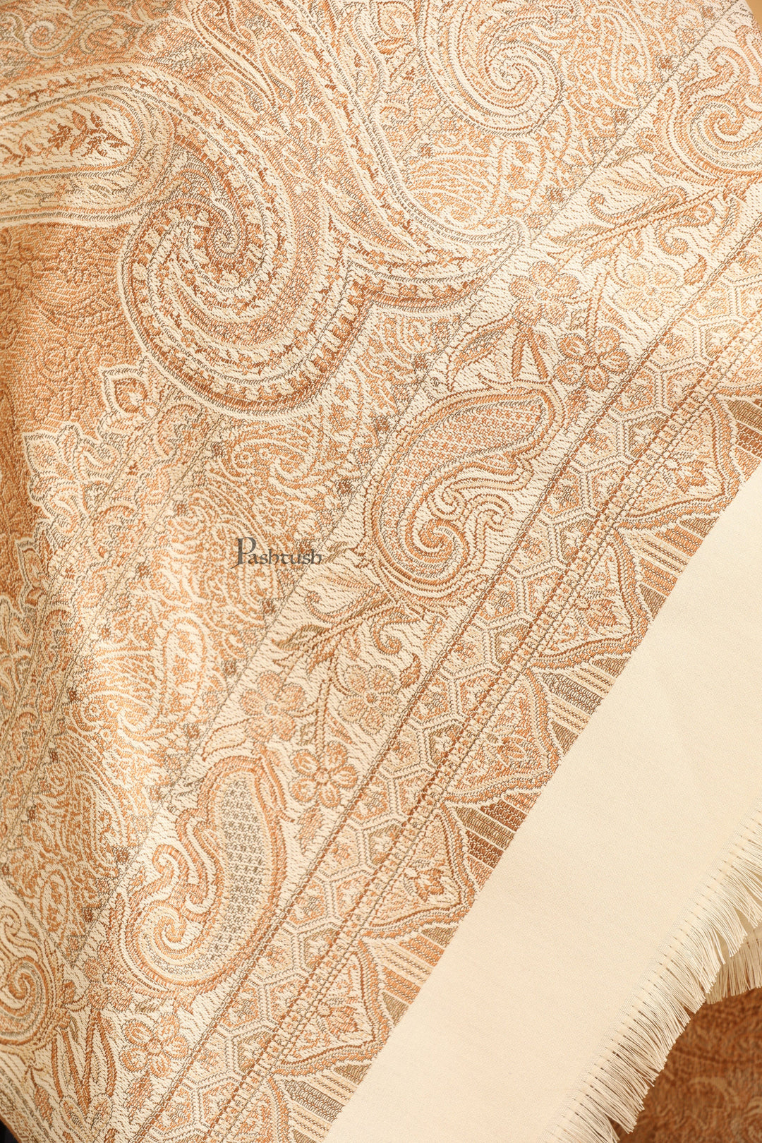 Pashtush India Womens Stoles Pashtush Womens Faux Pashmina Stole, Pasiley Design, Ivory