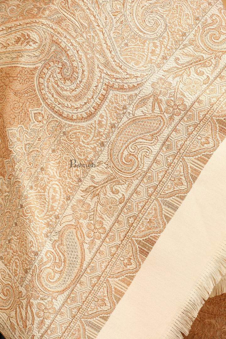 Pashtush India Womens Stoles Pashtush Womens Faux Pashmina Stole, Pasiley Design, Ivory