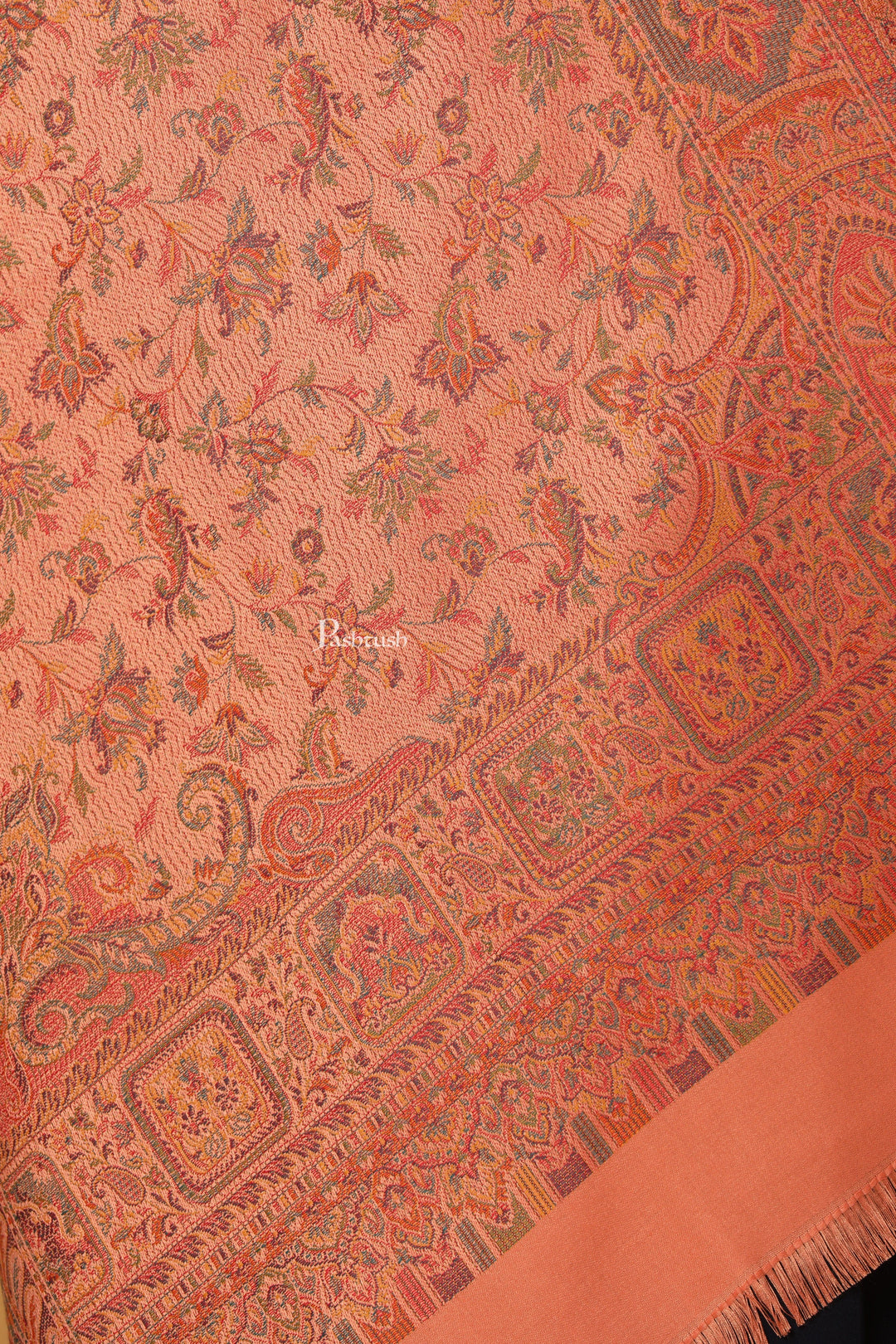 Pashtush India Womens Stoles Pashtush Womens Faux Pashmina Stole, Pasiley Design, Peach
