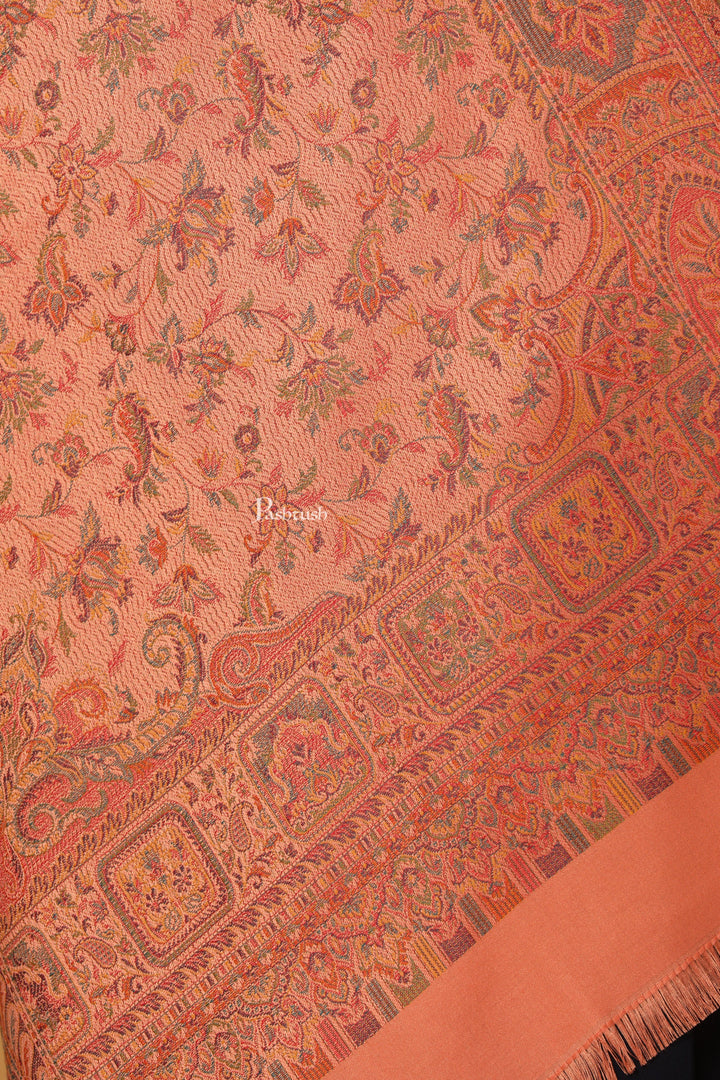 Pashtush India Womens Stoles Pashtush Womens Faux Pashmina Stole, Pasiley Design, Peach