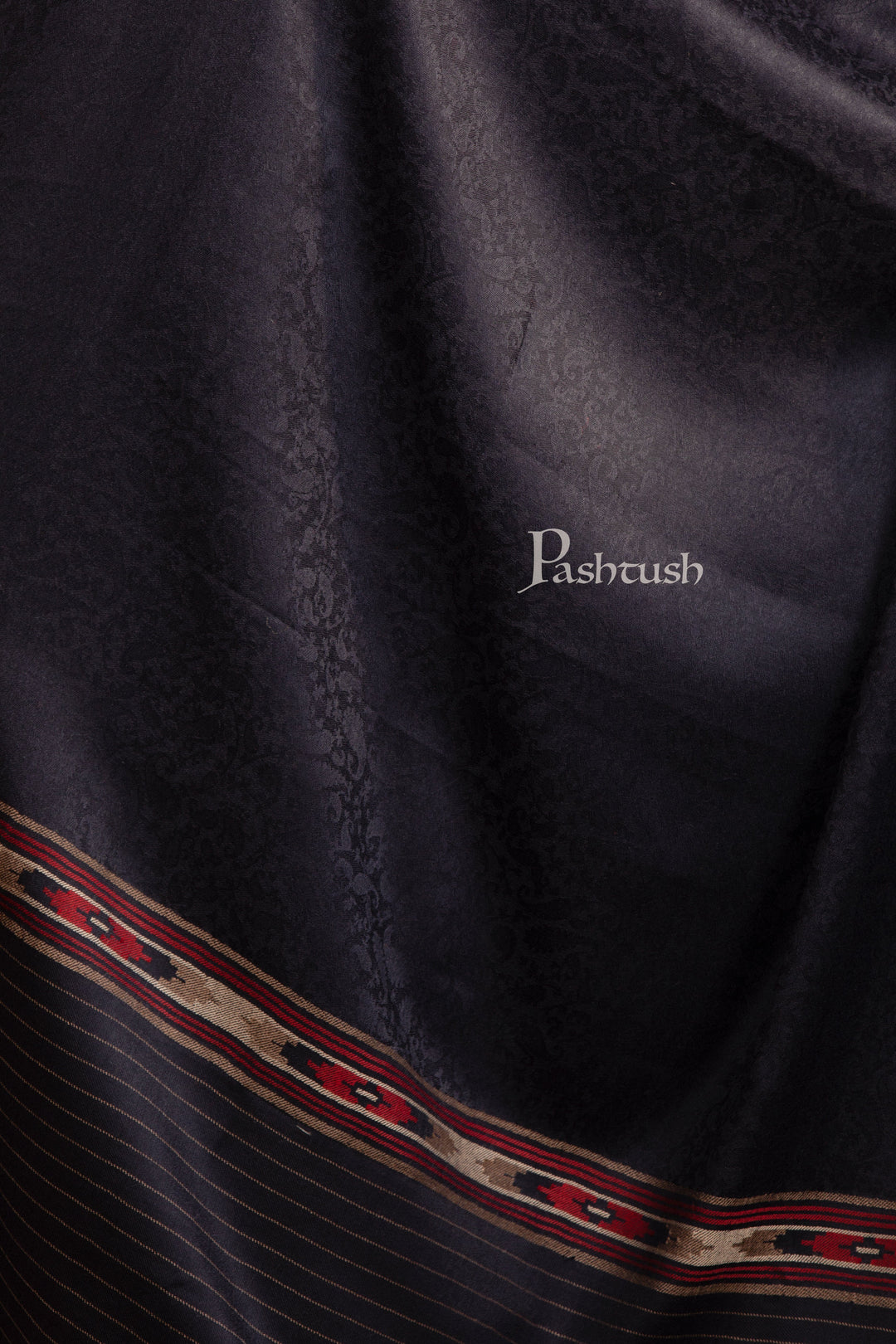 Pashtush India Womens Shawls Pashtush Womens Fine Wool Shawl, Aztec Palla, Navy Blue