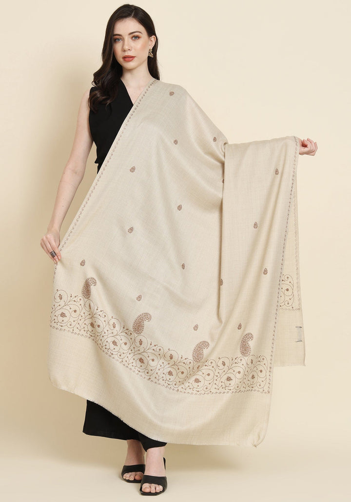 Pashtush India Womens Shawls Pashtush Womens Fine Wool Shawl,  Design, Beige