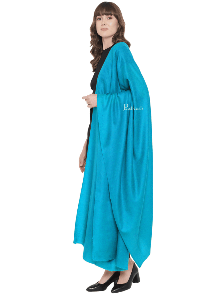 Pashtush India Womens Shawls Pashtush Womens Fine Wool Shawl, Extra Soft, Basics Solid, Arabic Sea Blue