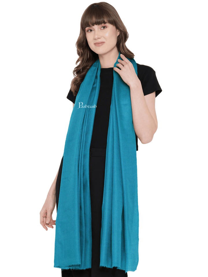 Pashtush India Womens Shawls Pashtush Womens Fine Wool Shawl, Extra Soft, Basics Solid, Arabic Sea Blue