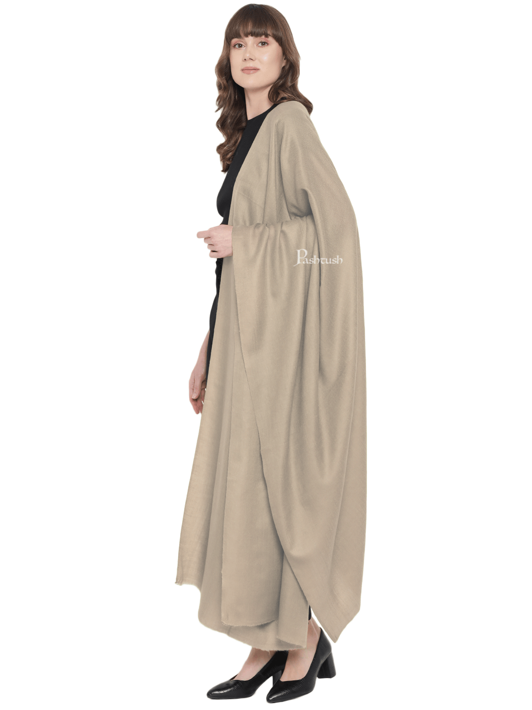 Pashtush India Womens Shawls Pashtush Womens Fine Wool Shawl, Extra Soft, Basics Solid, Beige