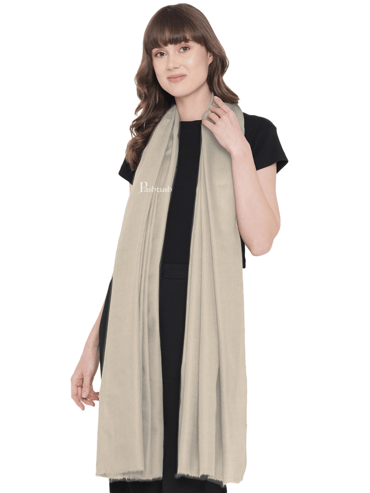 Pashtush India Womens Shawls Pashtush Womens Fine Wool Shawl, Extra Soft, Basics Solid, Beige
