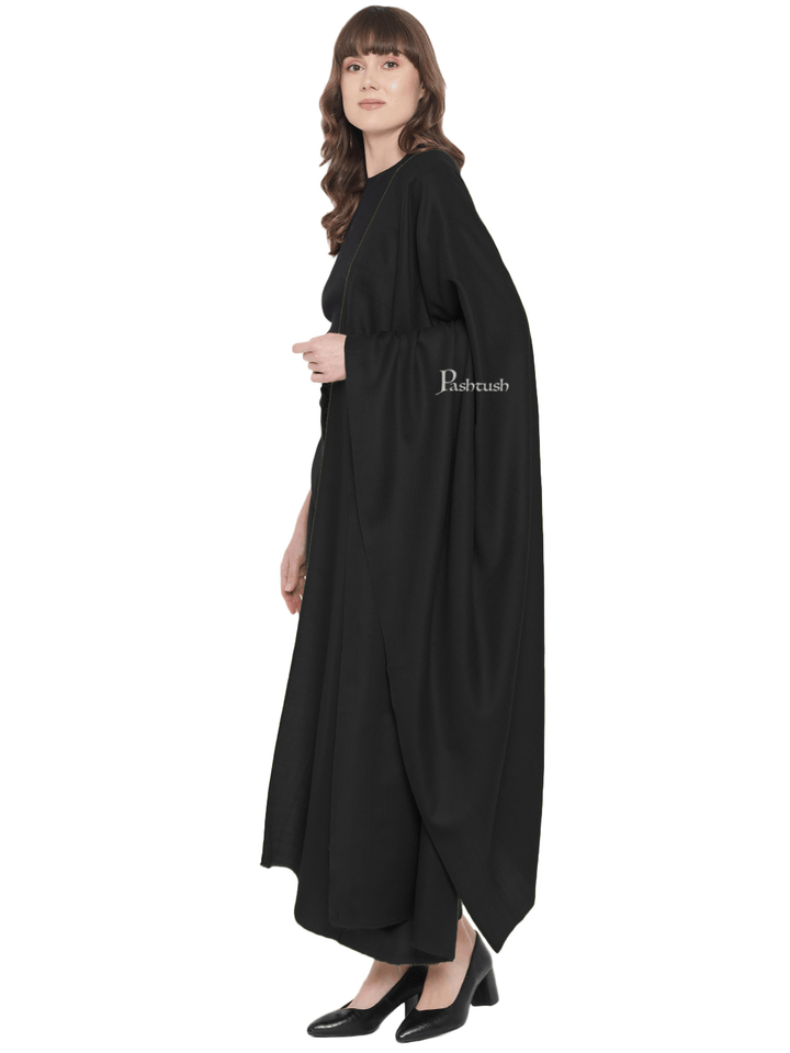 Pashtush India Womens Shawls Pashtush Womens Fine Wool Shawl, Extra Soft, Basics Solid, Black
