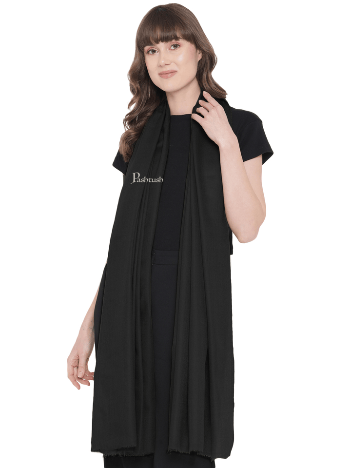 Pashtush India Womens Shawls Pashtush Womens Fine Wool Shawl, Extra Soft, Basics Solid, Black