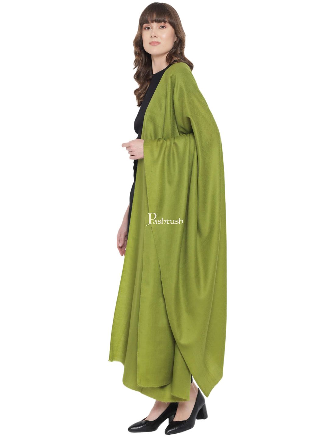 Pashtush India Womens Shawls Pashtush Womens Fine Wool Shawl, Extra Soft, Basics Solid, Emerald Green