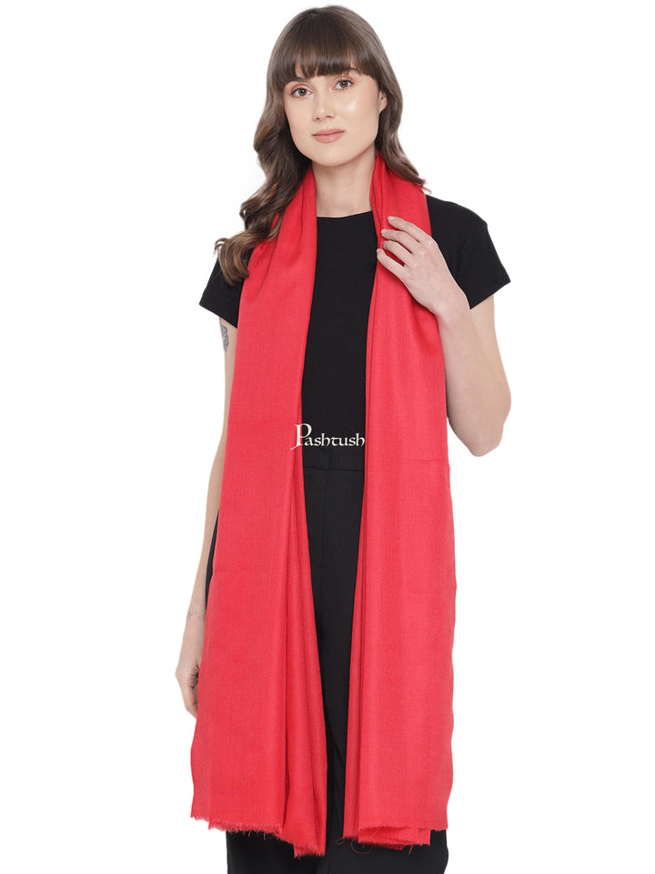 Pashtush India Womens Shawls Pashtush Womens Fine Wool Shawl, Extra Soft, Basics Solid, Scarlet Red