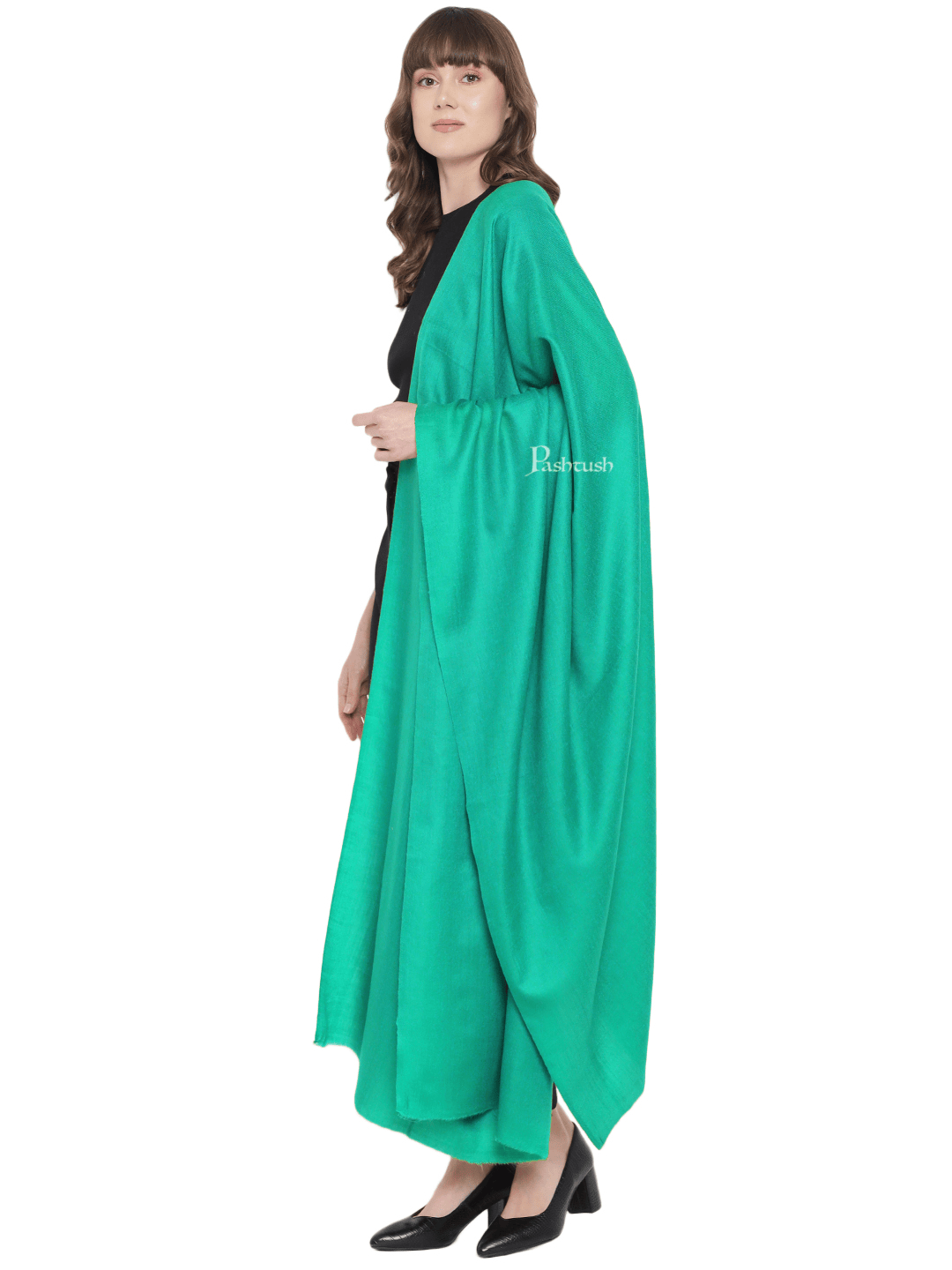 Pashtush India Womens Shawls Pashtush Womens Fine Wool Shawl, Extra Soft, Basics Solid, Seagreen