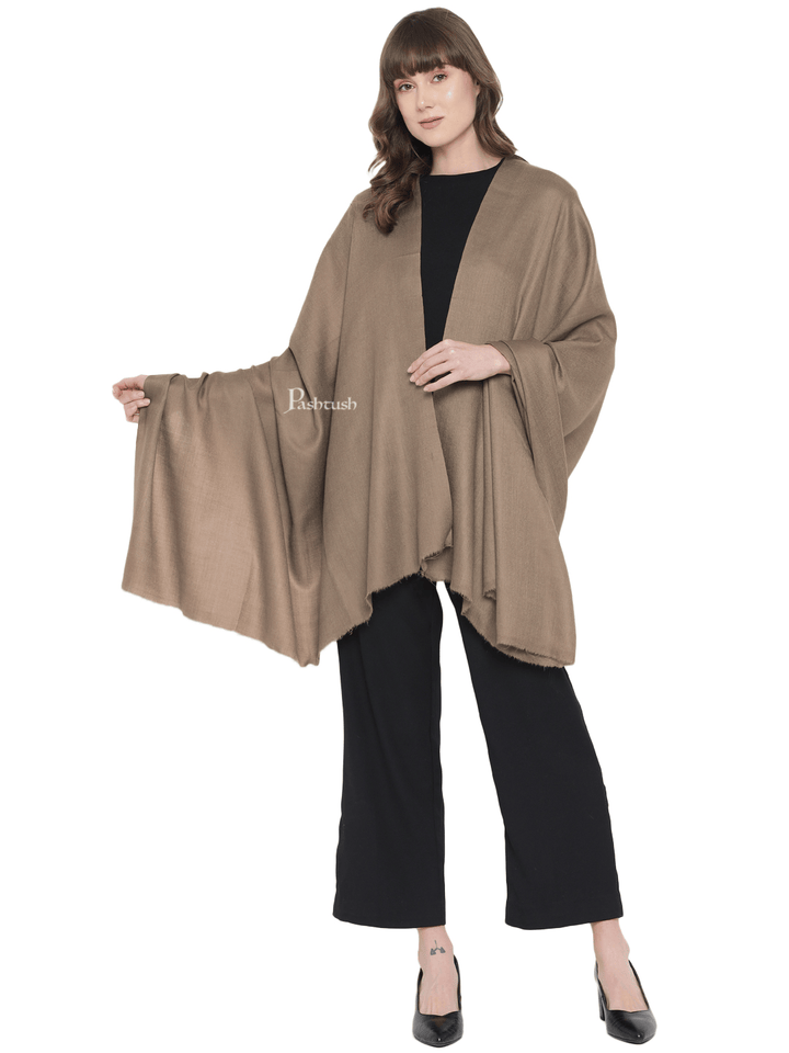 Pashtush India Womens Shawls Pashtush Womens Fine Wool Shawl, Extra Soft, Basics Solid, Taupe