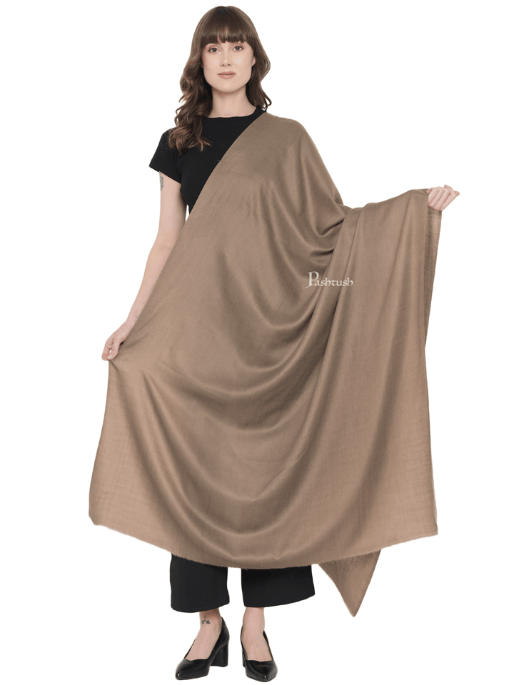 Pashtush India Womens Shawls Pashtush Womens Fine Wool Shawl, Extra Soft, Basics Solid, Taupe