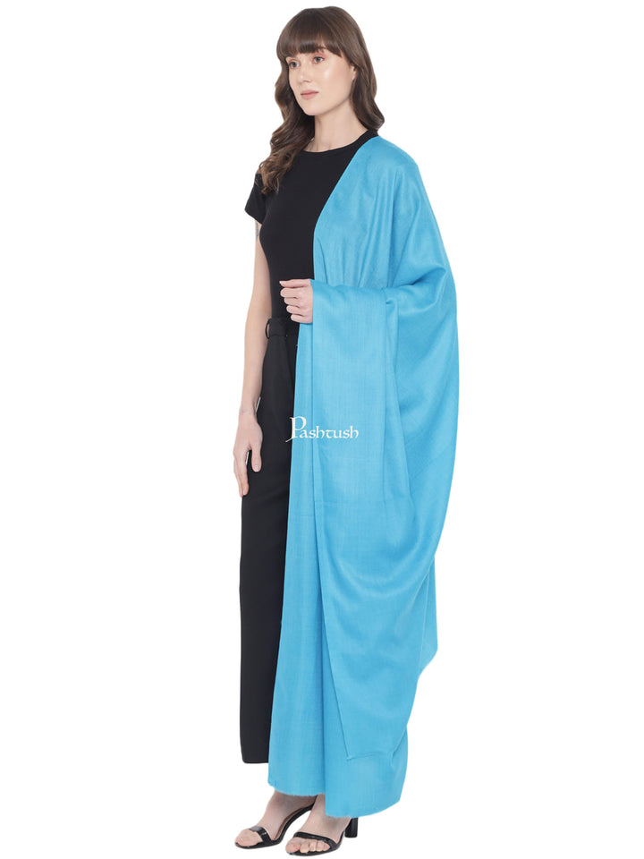 Pashtush India Womens Shawls Pashtush Womens Fine Wool Shawl, Extra Soft, Warm, Light Weight, Jasmine Blue