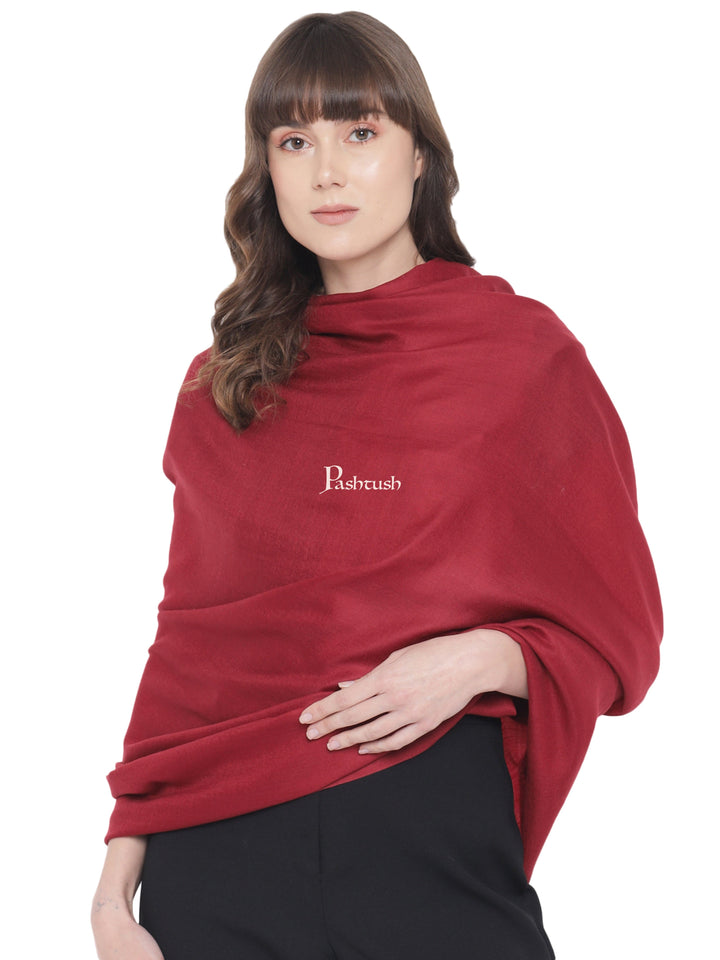 Pashtush India Womens Shawls Pashtush Womens Fine Wool Shawl, Extra Soft Warm - Light Weight, Solid Crimson